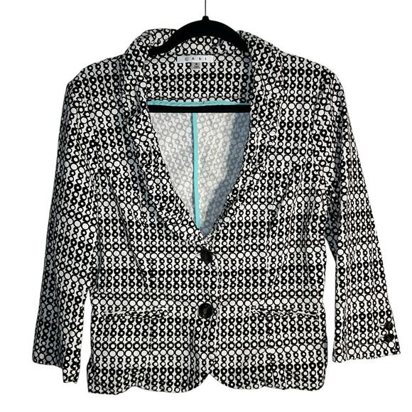 Cabi Black White Dot Print Two Button Blazer Jacket Size 8 - Picture 1 of 7